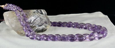 Certified Natural Amethyst 843ct Beads Oval Faceted Fashion Necklace