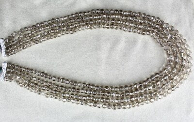 Antique Natural Smoky Quartz Carved Melon Beads Necklace 735 Ct Gemstone