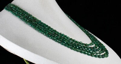 Certified Natural Old Mines Emerald 398ct Beads 5 Line Nugget Stone Necklace