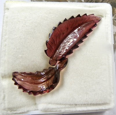 Natural Tourmaline Carved Leaves 19.49 Ct Gemstone 2 Pc For Designing