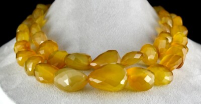 Certified Yellow Chalcedony Faceted Beads 1747ct Gemstone Fashion Necklace