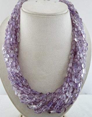 Sterling Silver Long 1419ct Natural Brazil Amethyst Beads Necklace Fashion