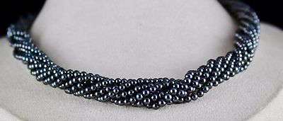 Natural Hematite Beads Necklace 23 Inch 725 Carat Weight 9 Line Round Ladies