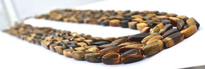 Natural Tiger Eye Beads 679 Ct Long 5 Line Gemstone Ladies Necklace