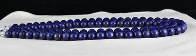 Certified Natural Blue Lapis Lazuli Beads 11mm 1280ct Necklace For Women