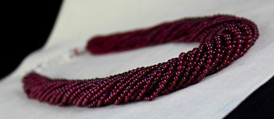 Natural Garnet Round Beaded 25 L 960 Ct Pink Gemstone Sterling Silver Necklace
