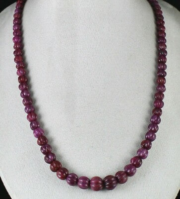 Certified Natural Unheat Ruby Carved 513ct Melon Gemstone Beads Necklace
