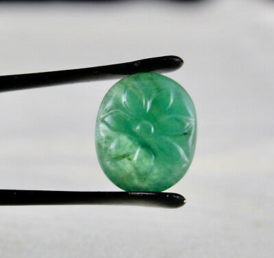 Zambian Emerald 5.80ct Carved Oval Cabochon Gemstone Ring Pendant