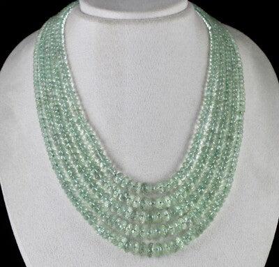 Certified Green Amethyst Necklace 939 Ct Faceted Round Beads Elegant For Women
