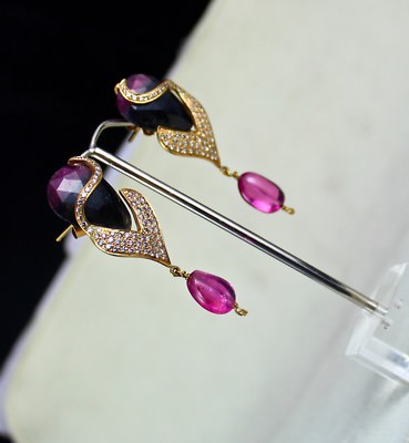 Certified Multi-colour Tourmaline 119ct Natural Diamond 18k Gold Jewelry Set