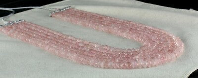 Natural Pink Rose Quartz 749 Ct Beads Gemstone Fashion Necklace 6 Line