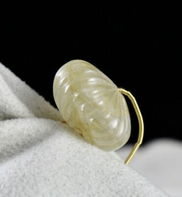 Certified Natural Yellow Sapphire Bead Carved Melon 68.25ct Gemstone Designing