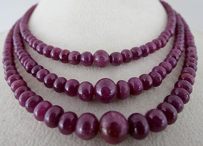 Certified Natural Ruby 333 Ct Beads Round Gemstone Necklace For Women