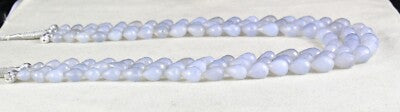 Certified Natural Blue Chalcedony 716 Ct Teardrop Necklace Sterling Silver 3 L