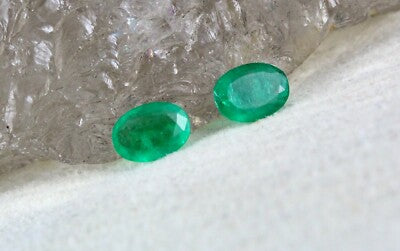 Natural Zambian Emerald Oval 1.52 Ct 7x5 Mm Gemstone Pair Earring Design
