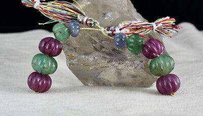 Certified Natural Emerald Ruby Blue Sapphire Earrings 144.85 Ct Sterling Silver