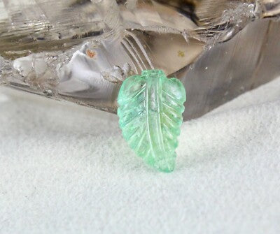 Certified Natural Colombian Emerald 6.48ct Carved Leaf Gemstone For Pendant