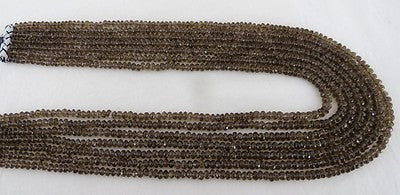 Natural Black Smoky Quartz 610 Cts Faceted Bead Round Gemstone Necklace 7 Line