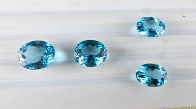 4 Pcs Finest Blue Topaz Oval Cut 38.75 Ct Gemstone For Pendant/earring/ring