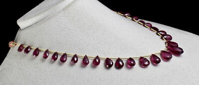 Certified Natural Pink Tourmaline Rubellite 125 Ct Bead Briolette Necklace