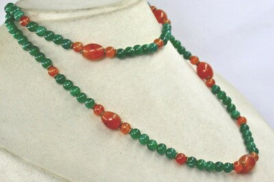 Natural Orange Carnelian 0ct Green Quartz Round Beads Fashion Necklace For Women