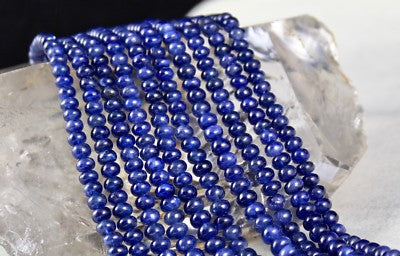 Certified Blue Sapphire Round Beads 614 Ct Fine Gemstone Important Necklace