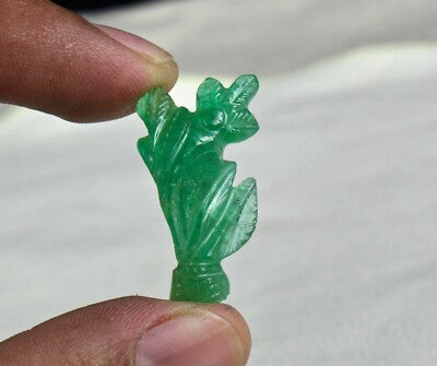 Certified Antique Natural Emerald 20.96ct Leaf Flower Carve Pendant Brooch Women