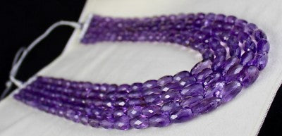 Certified Natural Amethyst 1619 Ct Oval Faceted Beads Fashion Necklace For Women
