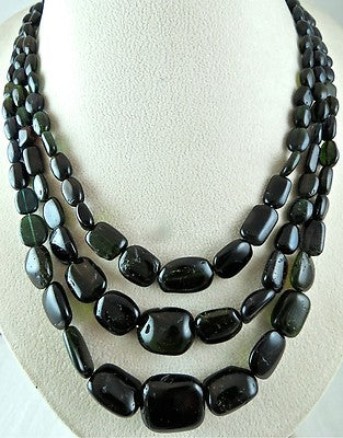 Certified Natural Black Tourmaline 700 Ct Cabochon Sterling Silver Necklace