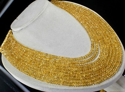 Certified Natural Yellow Citrine Faceted Beads Necklace 9 L 920 Ct For Women