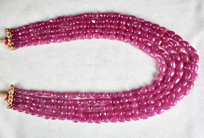 Certified Natural Untreated Ruby Beads 5 Line 1087 Ct Ladies Gemstone Necklace