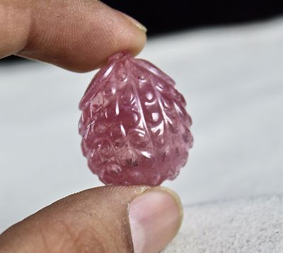 Gtl Certified Natural Pink Tourmaline 57.64 Ct Grapes Carved Gemstone Pendant