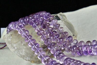 Certified Natural Amethyst 23mm Beads Necklace 1252 Ct Purple Gemstone For Women