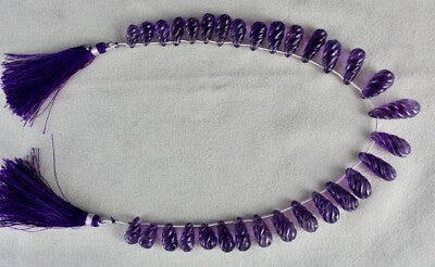 Natural Amethyst 197 Ct Carved Tear Drops 31 Pcs Gemstone Designing