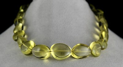 Certified Natural Green Gold Lemon Quartz Necklace 26mm 712 Carats For Women