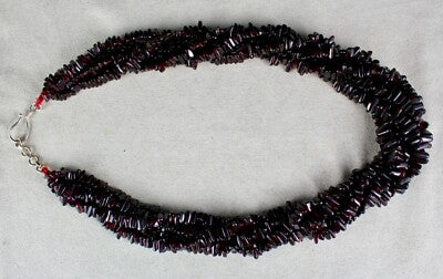 Sterling Silver Necklace Natural Garnet Triangle Beads 1432ct Red Gem For Women