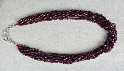 Natural Garnet 4mm Faceted Round Beaded Necklace 9 L 659ct Red Fashion Jewelry