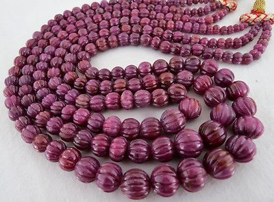 Certified Estate Natural Unheat Ruby 621ct Melon Beads Necklace For Women