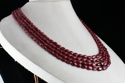 Certified 616 Ct Natural Red Spinel Beads Cabochon Gemstone Necklace