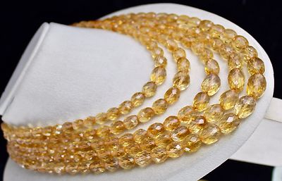 Certified Natural Citrine Beads Necklace 5l 1222ct Faceted Oval Yellow Gemstone