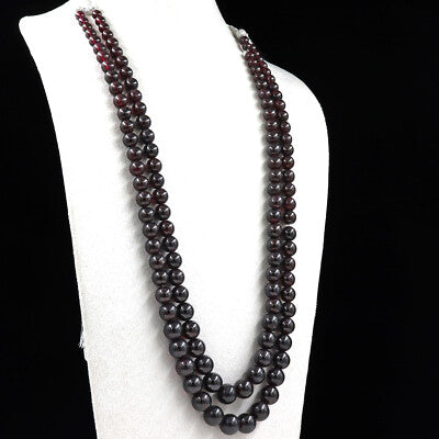 Garnet Red Round Beads Necklace 2 L 936 Ct Big Gemstone Fashion Jewelry