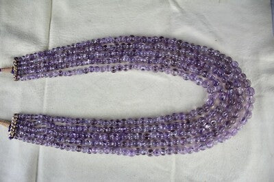 Antique Natural Amethyst Melon Beads Necklace 947 Ct Purple Gemstone