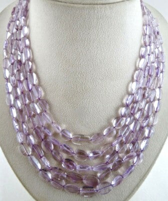 Natural Pink Amethyst 689ct Cabochon Beads Gemstone Necklace For Women