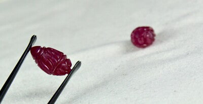 Certified Natural Ruby 20.21 Ct Engraved Drop Pair Loose Gemstone Earrings