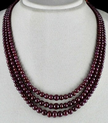 Certified Natural Ruby 410 Cts Round Beaded Necklace For Women