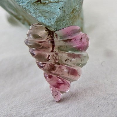 Natural Multi Tourmaline 11.62ct Carved Gemstone Ring Pendant Semi Precious