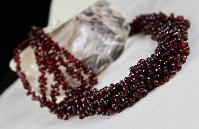 Natural Pyrope Almandine Garnet Teardrop Beaded 867 Ct Sterling Silver Necklace