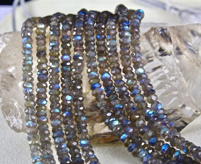 Natural Labradorite Faceted Round Bead Necklace 469 Carats Gemstone 5 Line