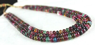 Certified Natural Multi Tourmaline Necklace 832 Ct Round Beaded A+ Gemstone
