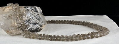 Natural Smoky Quartz 345ct Carved Beads Antique Necklace